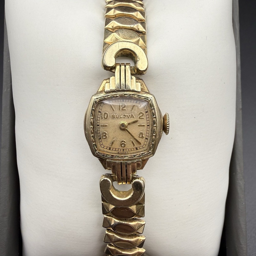 Vintage Bulova Ladies Manual Wind Watch 10K RGP Art Deco Mid Century *FOR PARTS*